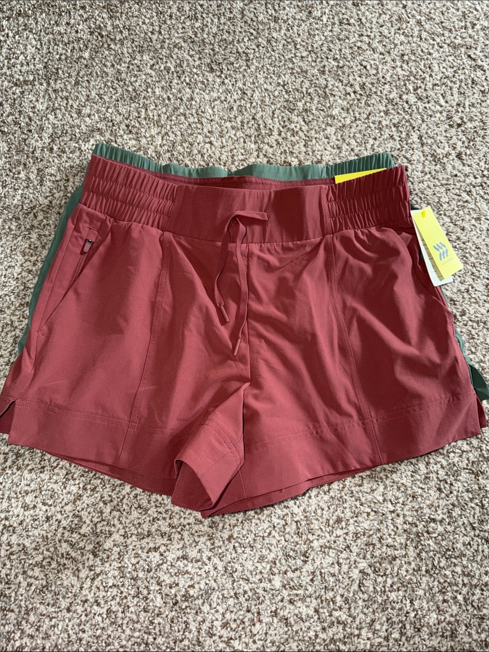 2 pairs Women’s Rust Red Active Shorts with Drawstring